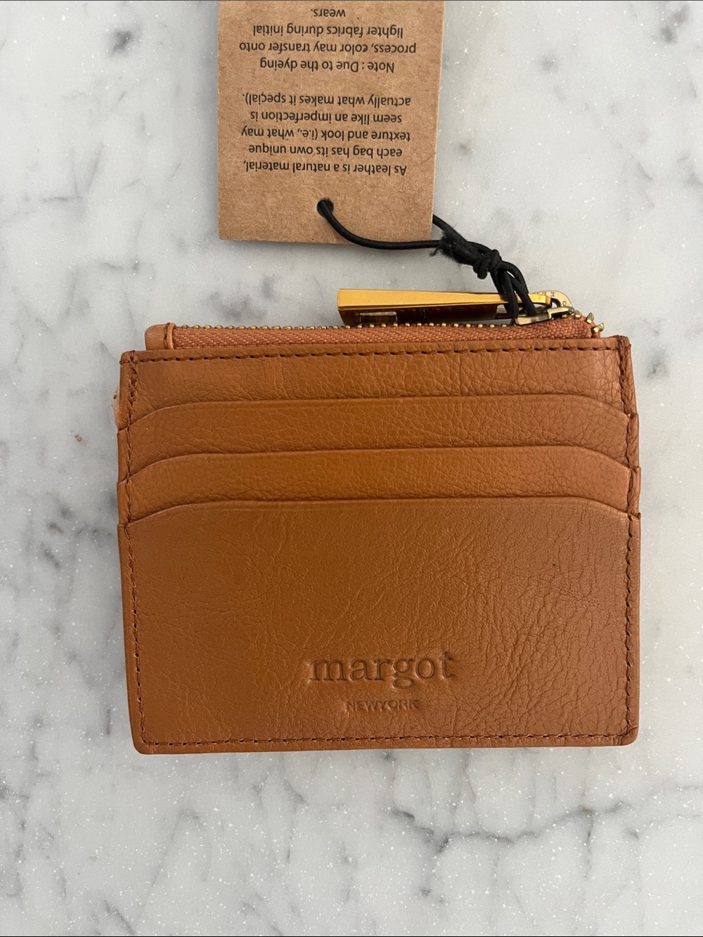 Margot  Leather Card Holder Bifold Wallet in Tan